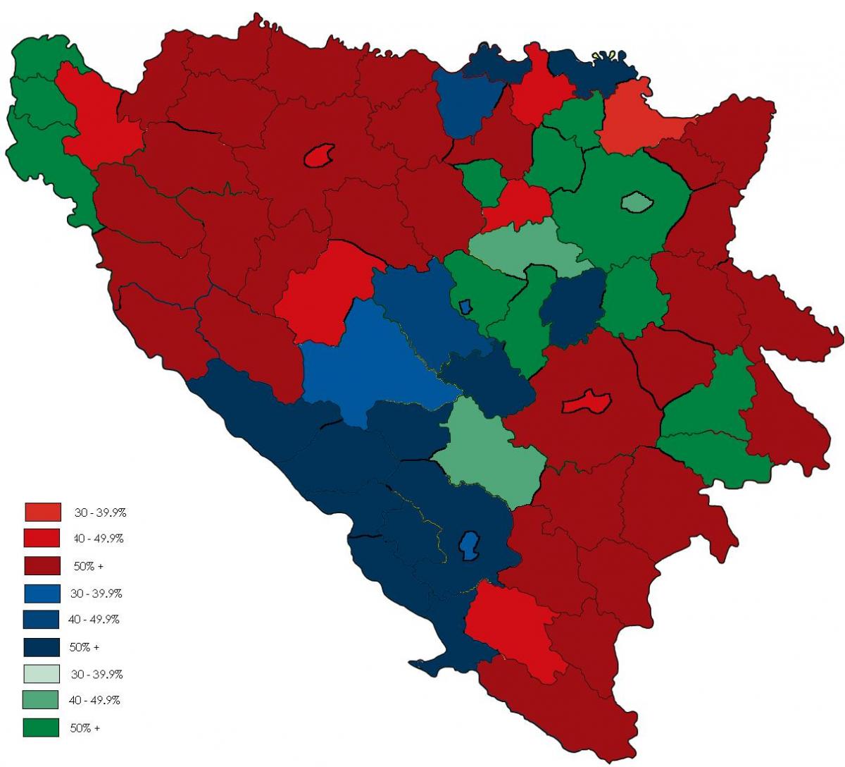 Bosna náboženství mapě