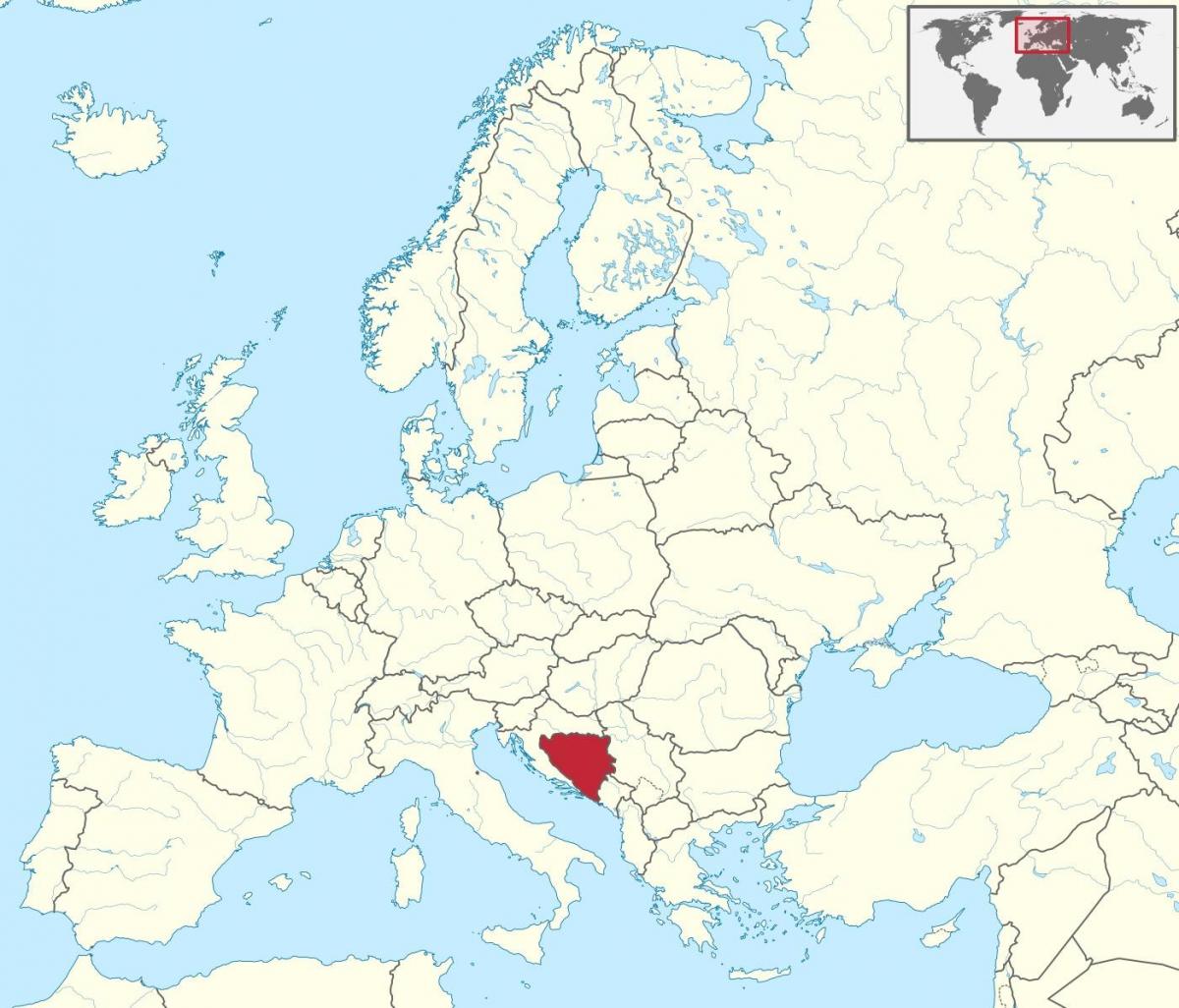 Bosna na mapě evropy