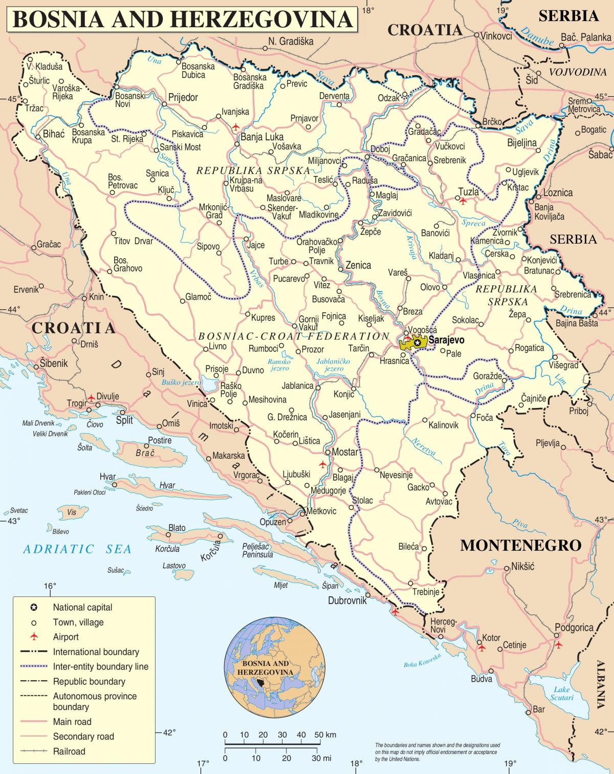 mapa Bosny