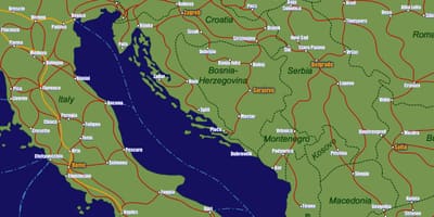 Bosna železniční mapě