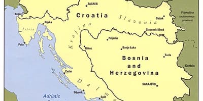 Mapa Bosny a Hercegoviny a okolních zemí