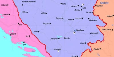 Bosně a Hercegovině politická mapa